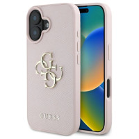 Guess Grained Big 4G Logo Small Classic Logo case for iPhone 16 - pink