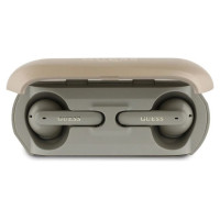 Guess Elongated Metalic Printed Logo Bluetooth TWS Headphones + Docking Station - Gold