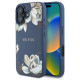 Guess Grained Printed Flower Pattern MagSafe case for iPhone 16 blue
