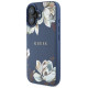 Guess Grained Printed Flower Pattern MagSafe case for iPhone 16 blue