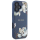 Guess Grained Printed Flower Pattern MagSafe case for iPhone 16 blue