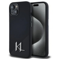 Karl Lagerfeld Silicone Shadow Metal Initial MagSafe Case for iPhone 15 Black
