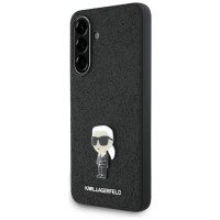Karl Lagerfeld Fixed Glitter Ikonik Logo Metal Pin Case for Samsung Galaxy A36 - Black