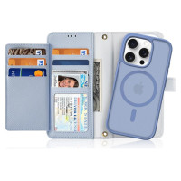 Dux Ducis Lawa Leather Case for iPhone 16 Pro Max with Detachable Magnetic Wallet - Blue