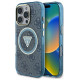 Guess IML Metal Glitter 4G Circle Triangle MagSafe Case for iPhone 16 Pro - Blue