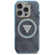 Guess IML Metal Glitter 4G Circle Triangle MagSafe Case for iPhone 16 Pro - Blue