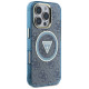 Guess IML Metal Glitter 4G Circle Triangle MagSafe Case for iPhone 16 Pro - Blue