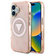Guess IML Metal Glitter 4G Circle Triangle MagSafe case for iPhone 16 - pink