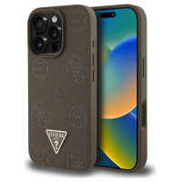 Guess Grained Hot Stamp Peony Triangle Logo MagSafe iPhone 16 Pro Case - Brown