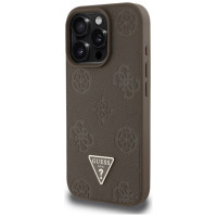 Guess Grained Hot Stamp Peony Triangle Logo MagSafe iPhone 16 Pro Case - Brown