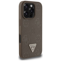 Guess Grained Hot Stamp Peony Triangle Logo MagSafe iPhone 16 Pro Case - Brown