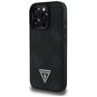 Guess Grained Hot Stamp Peony Triangle Logo MagSafe Case for iPhone 16 Pro - Black