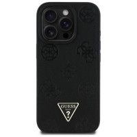 Guess Grained Hot Stamp Peony Triangle Logo MagSafe Case for iPhone 16 Pro - Black