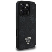 Guess Grained Hot Stamp Peony Triangle Logo MagSafe Case for iPhone 16 Pro - Black
