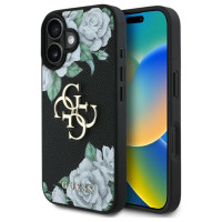 Guess Grained Roses Big 4G logo case for iPhone 16 - black