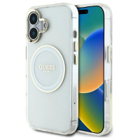Guess IML Metal Colored Circle Classic Logo MagSafe case for iPhone 16 - white