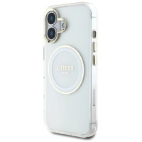 Guess IML Metal Colored Circle Classic Logo MagSafe case for iPhone 16 - white
