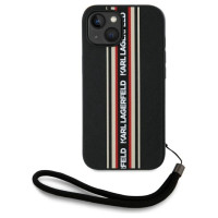 Karl Lagerfeld Saffiano Athleisure Stripes Cord iPhone 15 Case - Red