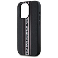 Karl Lagerfeld Saffiano Athleisure Stripes Cord iPhone 15 Pro Max Case - Pink