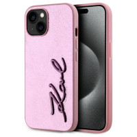 Karl Lagerfeld Wrinkled Metal Signature iPhone 15 Case - Pink