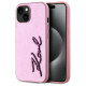 Karl Lagerfeld Wrinkled Metal Signature iPhone 15 Case - Pink