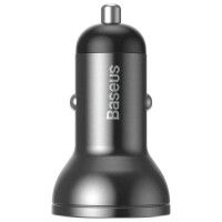 Baseus 2x USB 4.8A 24W car charger with LCD + 3in1 cable USB - USB Type C / micro USB / Lightning 1.2m black (TZCCBX-0G)