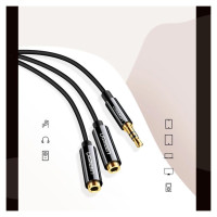 Ugreen cable 3.5 mm headphone splitter mini jack AUX 25cm black (20816)