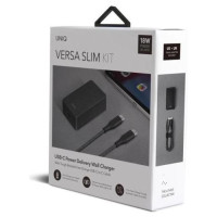 Uniq Versa Slim LITHOS Collective USB-C PD 18W wall charger + USB-C / USB-C cable - black