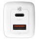 Baseus GaN2 Lite fast charger 65W USB / USB Type C Quick Charge 3.0 Power Delivery (gallium nitride) white (CCGAN2L-B02)