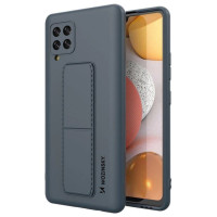 Wozinsky Kickstand Case Silicone Stand Cover for Samsung Galaxy A42 5G navy blue