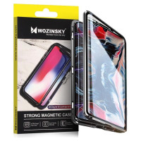 Wozinsky Full Magnetic Case Full Body Front and Back Cover with built-in glass for Samsung Galaxy A72 4G black-transparent