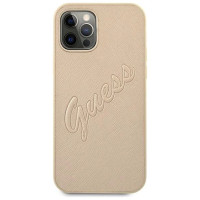 Guess GUHCP12LRSAVSLG iPhone 12 Pro Max 6.7" gold/gold hardcase Saffiano Vintage Script