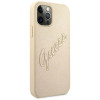 Guess GUHCP12LRSAVSLG iPhone 12 Pro Max 6.7" gold/gold hardcase Saffiano Vintage Script