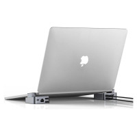 Joyroom Hub Joyroom S-H121 USB-C stand - USB-A 3.0 / RJ45 / HDMI / USB-C / Thunderbolt for MacBook Pro - gray