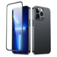 Joyroom 360 Full Case front and back cover for iPhone 13 Pro Max + tempered glass screen protector black (JR-BP928 black)