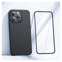 Joyroom 360 Full Case front and back cover for iPhone 13 Pro Max + tempered glass screen protector black (JR-BP928 black)
