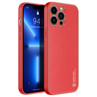 Dux Ducis Yolo elegant case made of soft TPU and PU leather for iPhone 13 Pro red