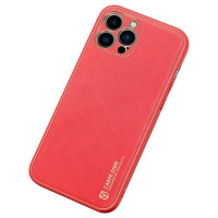 Dux Ducis Yolo elegant case made of soft TPU and PU leather for iPhone 13 Pro red