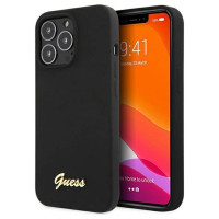 Guess GUHMP13LLSLMGBK iPhone 13 Pro / 13 6.1" black/black hardcase Silicone Script Gold Logo MagSafe