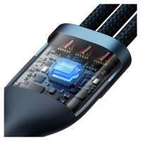 Baseus Flash Series II cable USB - USB Type C / Lightning / micro USB 100 W 1.2 m blue (CASS030003)