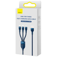 Baseus Flash Series II cable USB - USB Type C / Lightning / micro USB 100 W 1.2 m blue (CASS030003)
