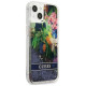 Guess GUHCP13SLFLSB iPhone 13 mini 5.4" blue/blue hardcase Flower Liquid Glitter