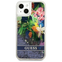 Guess GUHCP13SLFLSB iPhone 13 mini 5.4" blue/blue hardcase Flower Liquid Glitter