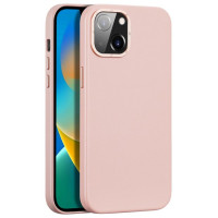 Dux Ducis Grit Leather Case for iPhone 14 Plus Elegant Faux Leather Cover (MagSafe Compatible) Pink