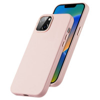 Dux Ducis Grit Leather Case for iPhone 14 Plus Elegant Faux Leather Cover (MagSafe Compatible) Pink
