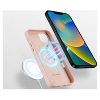 Dux Ducis Grit Leather Case for iPhone 14 Plus Elegant Faux Leather Cover (MagSafe Compatible) Pink