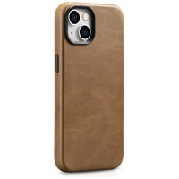 Icarer Oil Wax Premium Leather Case iPhone 14 Plus Magnetic Leather Case with MagSafe Brown (WMI14220703-TN)