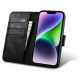 Icarer Oil Wax Wallet Case 2in1 Cover iPhone 14 Plus Anti-RFID Leather Flip Case Black (WMI14220723-BK)
