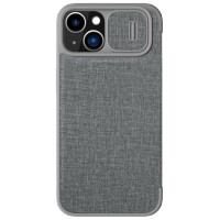 Nillkin Qin Cloth Pro Case Case for iPhone 14 Plus Camera Cover Holster Cover Flip Case Gray