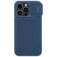 Nillkin Qin Cloth Pro Case Case for iPhone 14 Pro Max Camera Cover Holster Cover Flip Case Blue